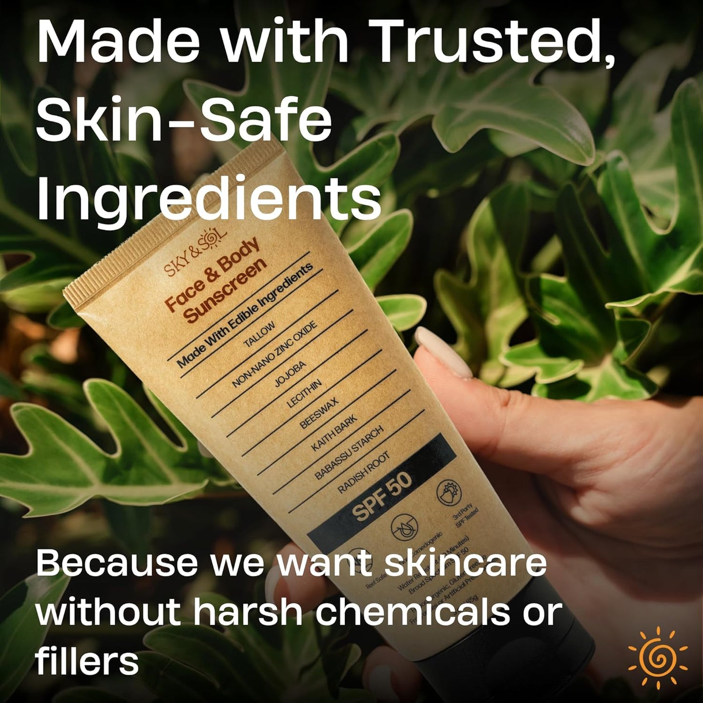Sky and Sol Mineral Sunscreen for Face & Body, 3 oz | Non-Nano Zinc Oxide & Grass-Fed Tallow, No White Cast, Water Resistant 80 Minutes, Fragrance-Free, Reef-Conscious, Non-Greasy Formula