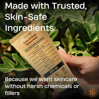 Sky and Sol Mineral Sunscreen for Face & Body, 3 oz | Non-Nano Zinc Oxide & Grass-Fed Tallow, No White Cast, Water Resistant 80 Minutes, Fragrance-Free, Reef-Conscious, Non-Greasy Formula